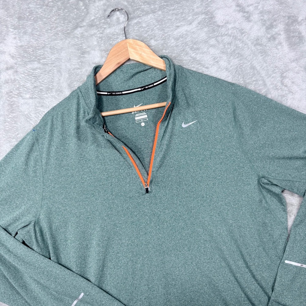 Nike Element Pullover Mens Large Green Dri-FIT 1/2 Zip Running Top Heathered